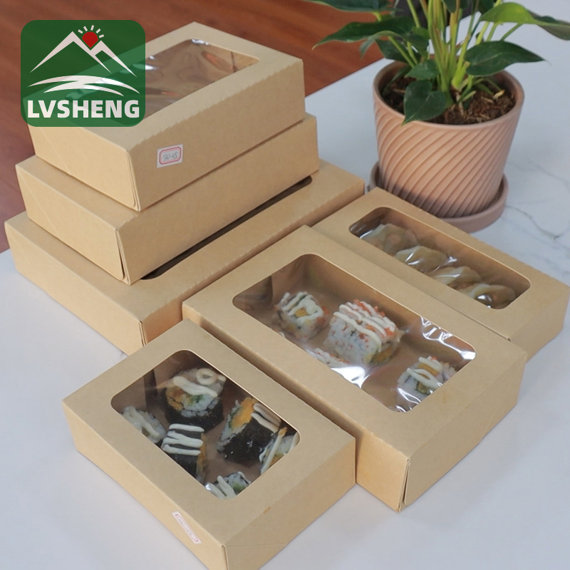 Nye produkter fra Xiamen Lvsheng Factory -sushi Togo Box med et klart vindue