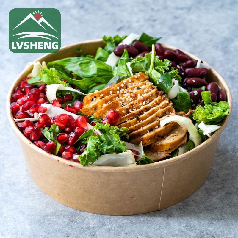 Klar plastsalatskåle med låg engang